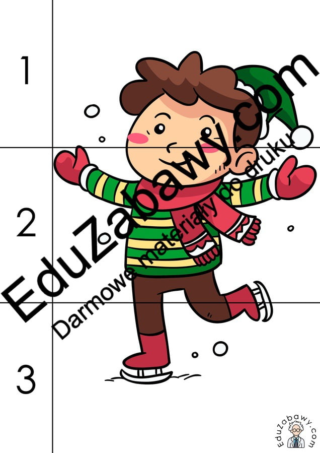 Zima Puzzle 3 karty pracy dla dzieci przedszkolaków uczniów