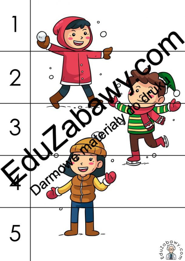 Zima Puzzle Element W Karty Pracy Dla Dzieci Przedszkolak W Uczni W