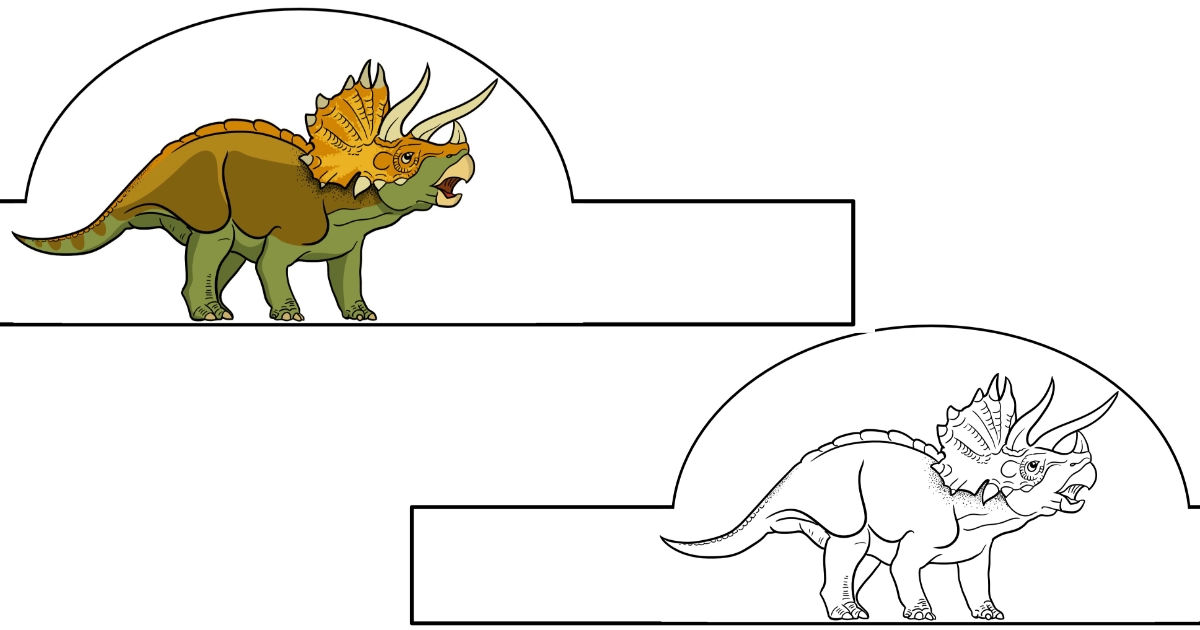 Opaska na głowę Triceratops do druku dla dzieci na Dzień Dinozaura