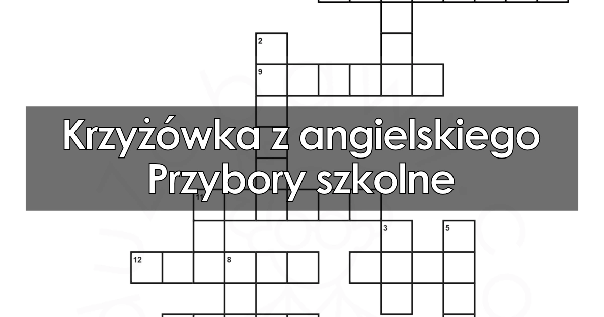 Krzy Wka Z Angielskiego Przybory Szkolne Pdf Do Druku