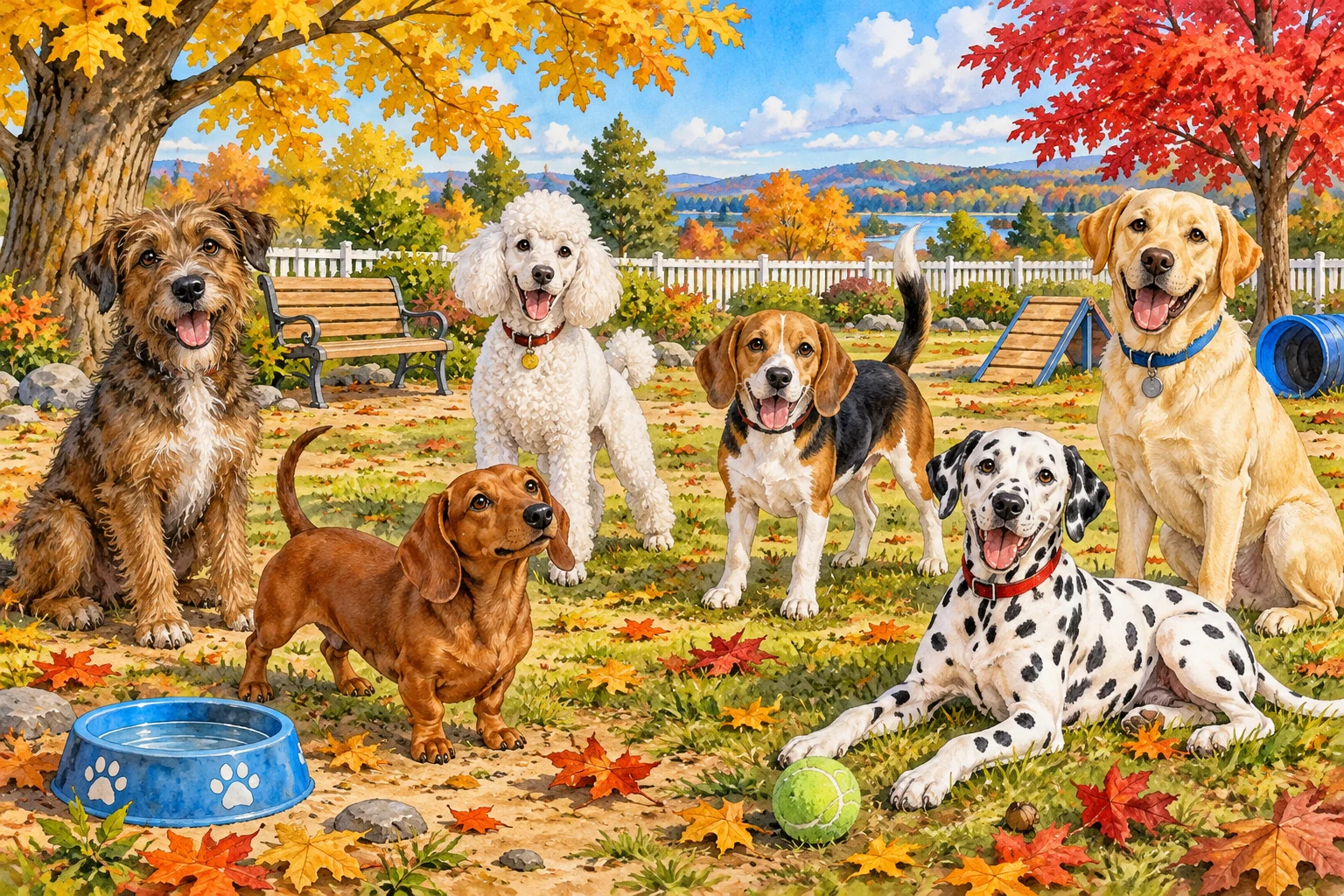 Puzzle: Dzień Kundelka: psi przyjaciele w parku – trudne puzzle 30 elementów