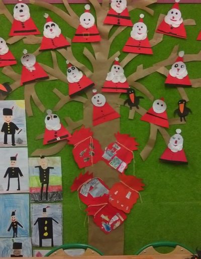 Praca plastyczna: Mikołajkowe drzewo z trójkąta i koła 3