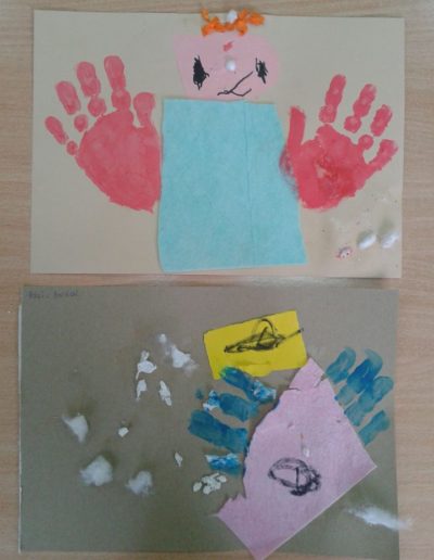 Praca plastyczna: Aniołki z odbitych rączek 1