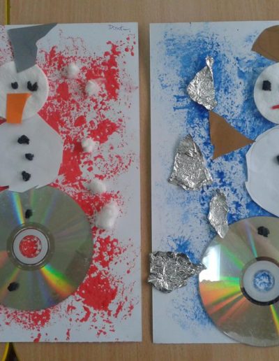 Praca plastyczna: Bałwanek gąbką malowany 70