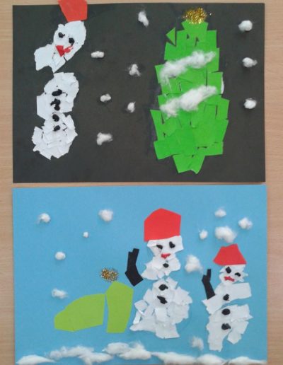 Praca plastyczna: Bałwanek - wydzieranka 1