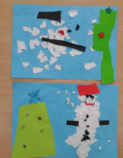 Praca plastyczna: Bałwanek - wydzieranka 2