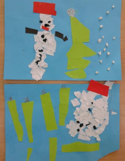 Praca plastyczna: Bałwanek - wydzieranka 3