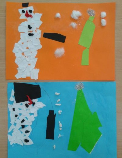 Praca plastyczna: Bałwanek - wydzieranka 4