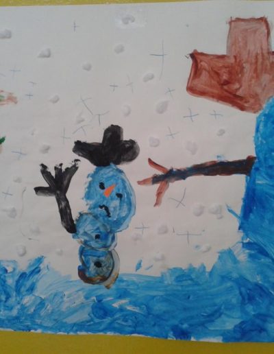 Praca plastyczna: Bałwanki - praca zbiorowa 1