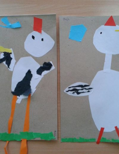 Praca plastyczna: Bociany - wycinanka i wydzieranka 11