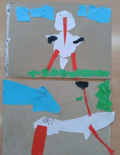 Praca plastyczna: Bociany - wycinanka i wydzieranka 5