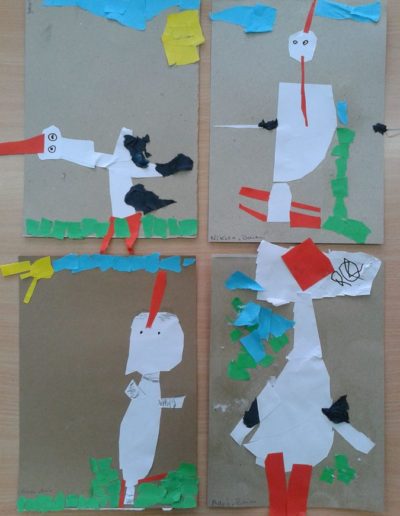 Praca plastyczna: Bociany - wycinanka i wydzieranka 6