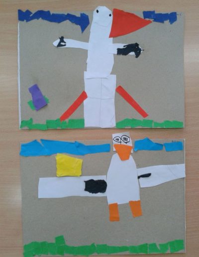 Praca plastyczna: Bociany - wycinanka i wydzieranka 9