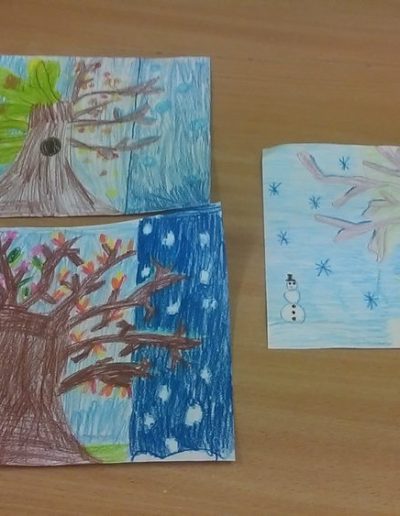 Praca plastyczna: Cztery pory roku - kredką malowane 1