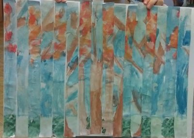 Praca plastyczna: Jesienno - zimowe drzewa - mozaika