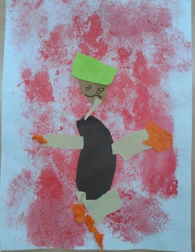 Praca plastyczna: Kasztanowe ludziki (przy użyciu farb i gąbki) 3