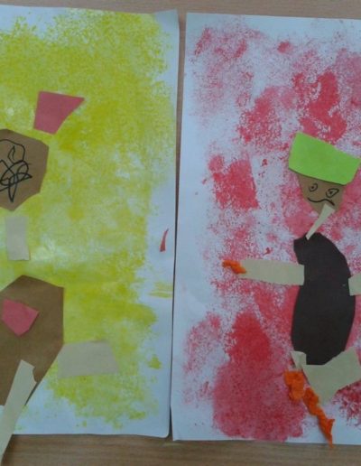 Praca plastyczna: Kasztanowe ludziki (przy użyciu farb i gąbki) 4