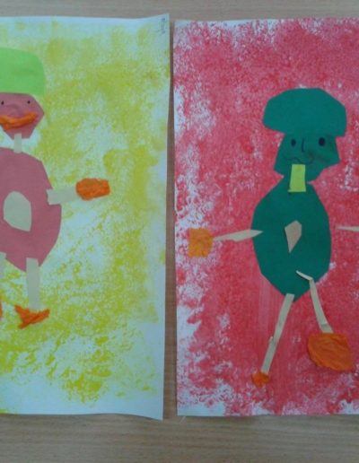 Praca plastyczna: Kasztanowe ludziki (przy użyciu farb i gąbki) 5