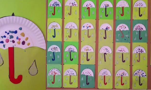 Praca plastyczna: Kolorowe parasolki z papierowych talerzy