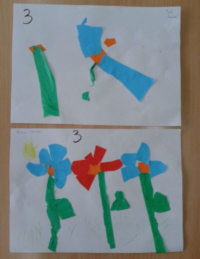 Praca plastyczna: Kwiatki z bibuły - utrwalanie cyfry 3 3