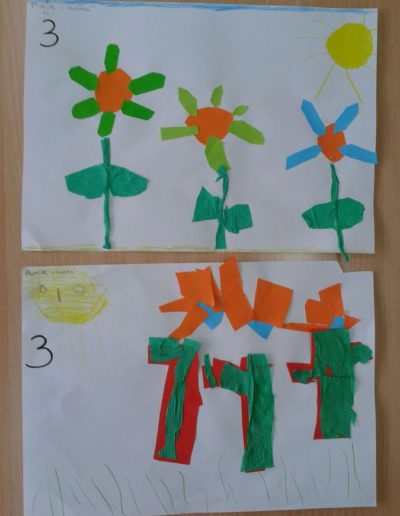 Praca plastyczna: Kwiatki z bibuły - utrwalanie cyfry 3 4