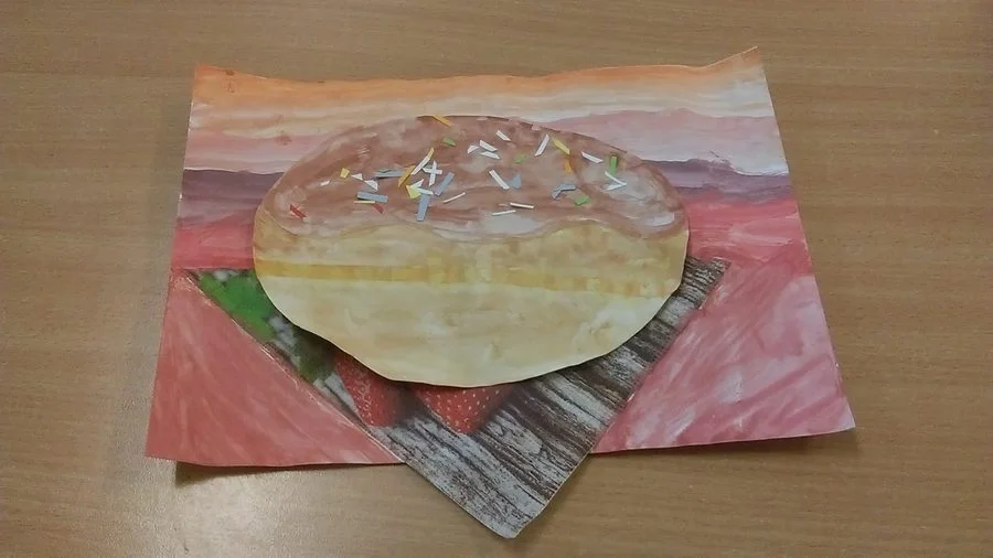 Praca plastyczna: Pączek w roli głównej farbami malowany