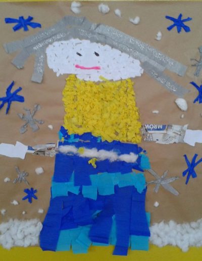 Praca plastyczna: Pani Zima z bibuły 2