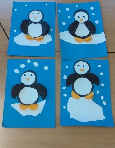 Praca plastyczna: Pingwinki w mroźnej krainie z kółek 1
