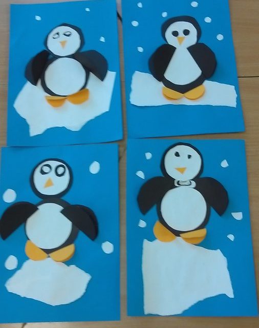Praca plastyczna: Pingwinki w mroźnej krainie z kółek