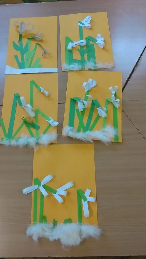 Praca plastyczna: Przebiśniegi z pasków