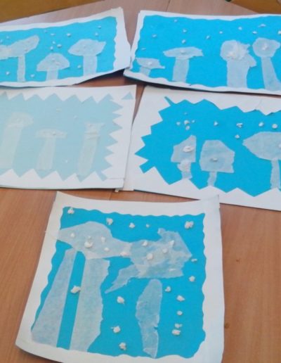 Praca plastyczna: Zima w lesie z chusteczek higienicznych 1