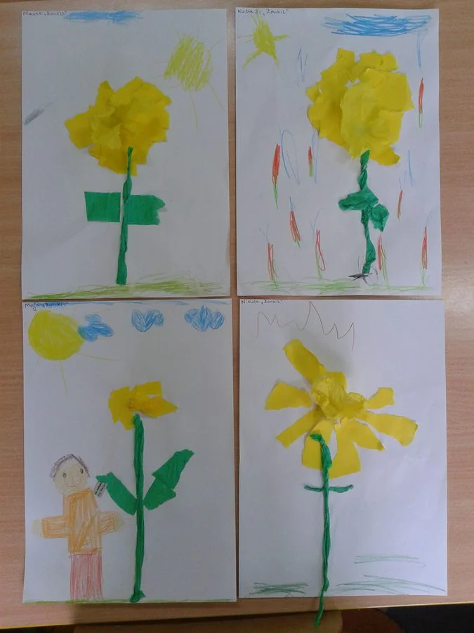 Praca plastyczna: Żonkile z bibuły