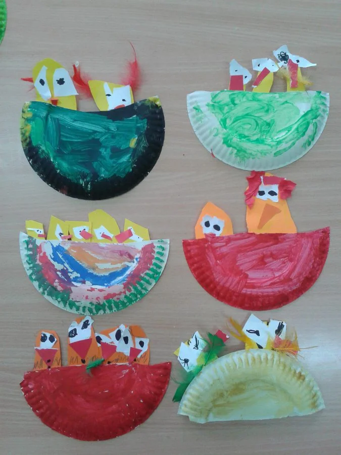 Praca plastyczna: Kurczaczki w gnieździe z papierowego talerzyka