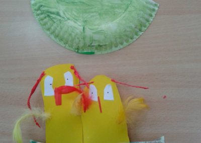 Praca plastyczna: Kurczaczki w gnieździe z papierowego talerzyka
