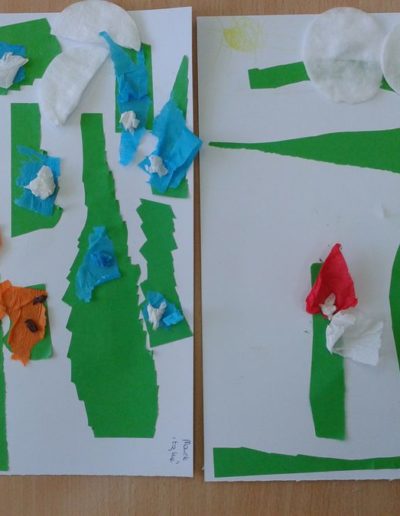 Praca plastyczna: Kwiatki na łące z bibuły 1