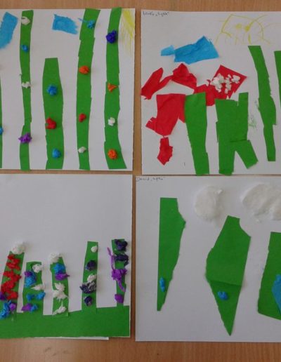 Praca plastyczna: Kwiatki na łące z bibuły 15