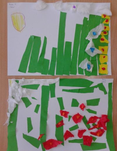 Praca plastyczna: Kwiatki na łące z bibuły 4