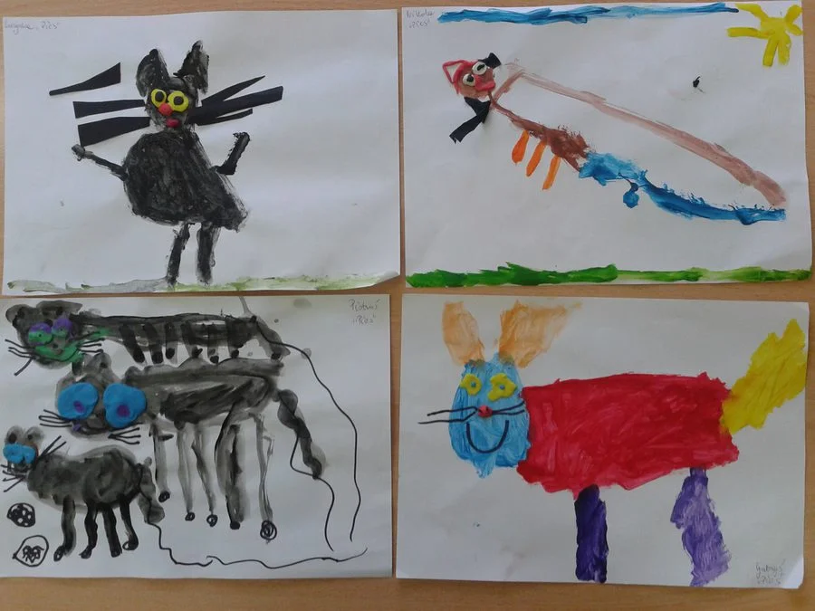 Praca plastyczna: Piesek malowany farbkami