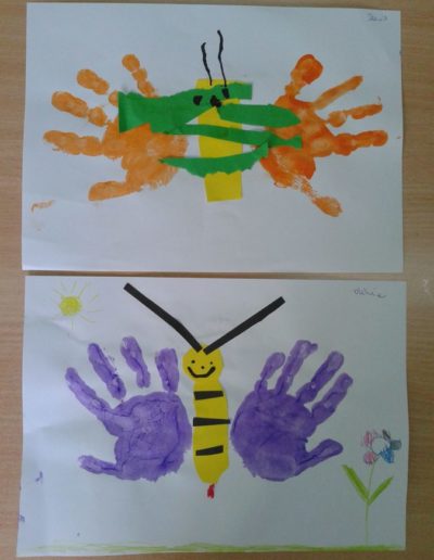 Praca plastyczna: Pszczółki z odrysowanej dłoni 11