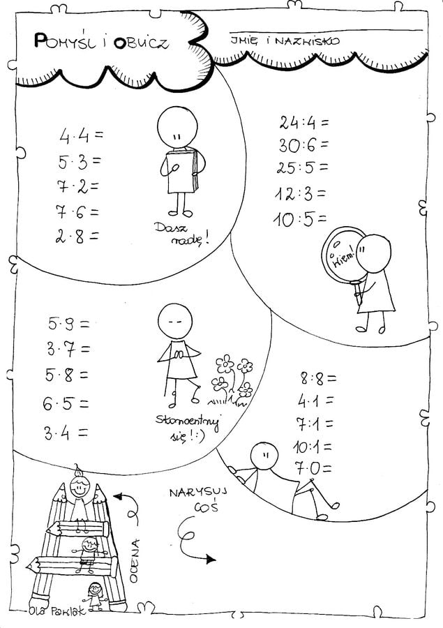 Karty myślograficzne - mnożenie i dzielenie Dzień Matematyki Matematyka Ola Pawlak Pomoce dydaktyczne Zabawy matematyczne (Dzień Matematyki) 
