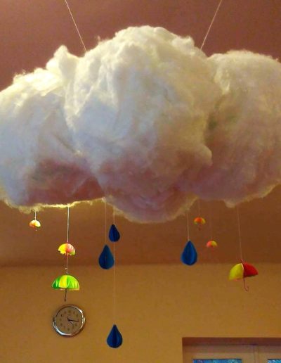 Praca plastyczna: Deszczowe chmury z balonów i gazety 2
