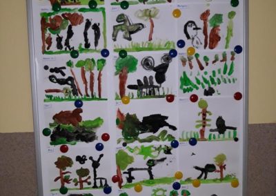 Las Jurajski - malowanie wyobrażeń farbami Dzień Dinozaura Małgorzata Wojkowska Prace plastyczne Prace plastyczne (Dzień Dinozaura) 