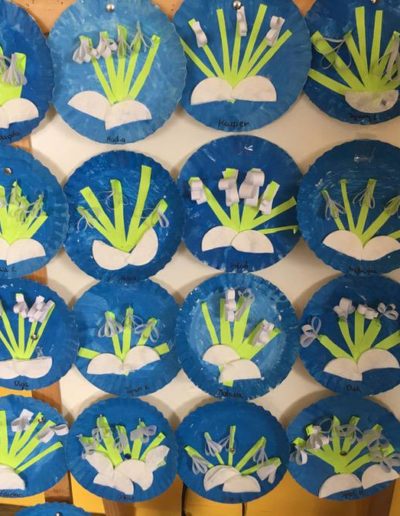 Praca plastyczna: Przebiśniegi na papierowych talerzykach 1