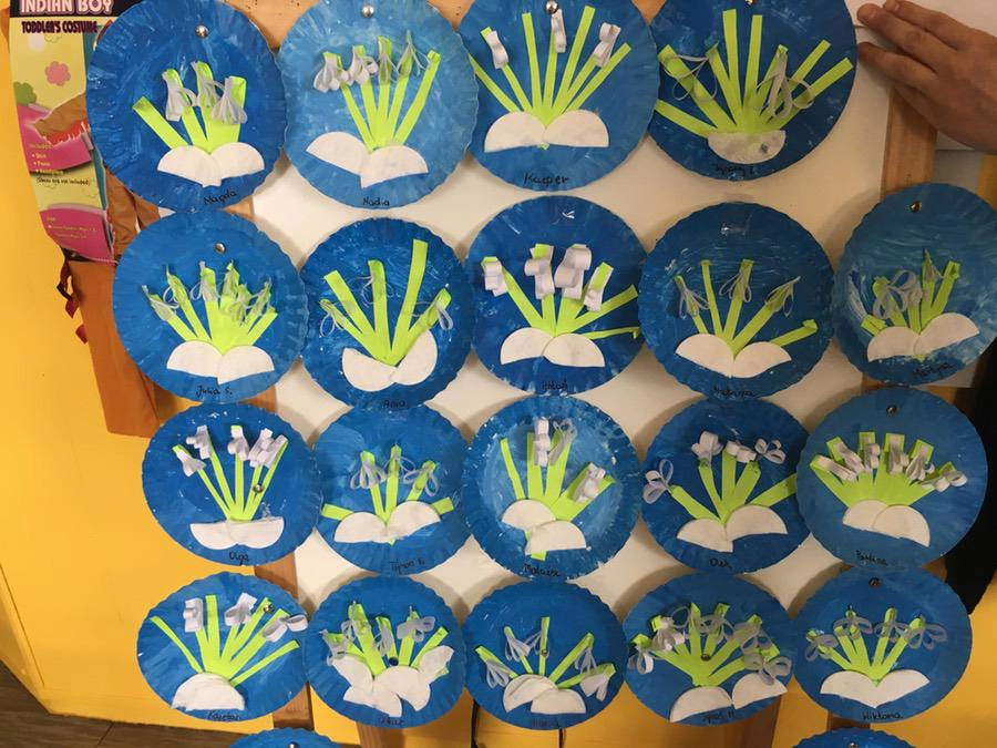 Praca plastyczna: Przebiśniegi na papierowych talerzykach