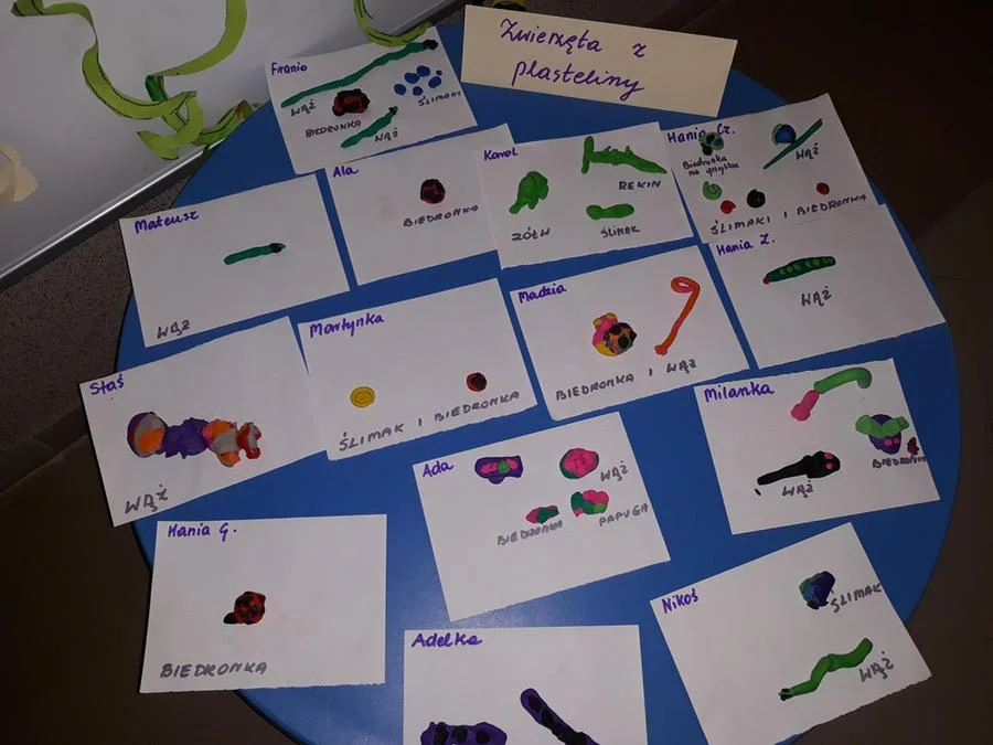 Praca plastyczna: Zwierzęta z plasteliny (ćwiczenie motoryki małej)