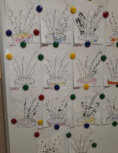 Praca plastyczna: Bazie kotki stemplowane paluszkami 3