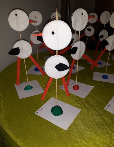 Praca plastyczna: Bocian z płatków kosmetycznych 3