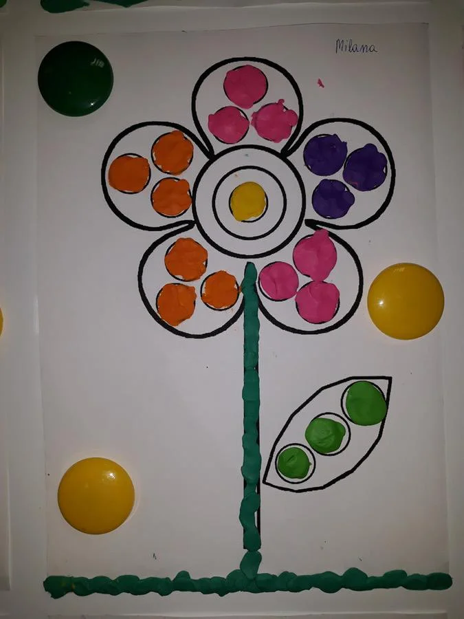 Kolorowe kwiatki – praca z plasteliną