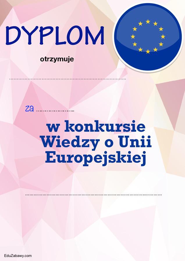 Dyplom za udział w konkursie o Unii Europejskiej