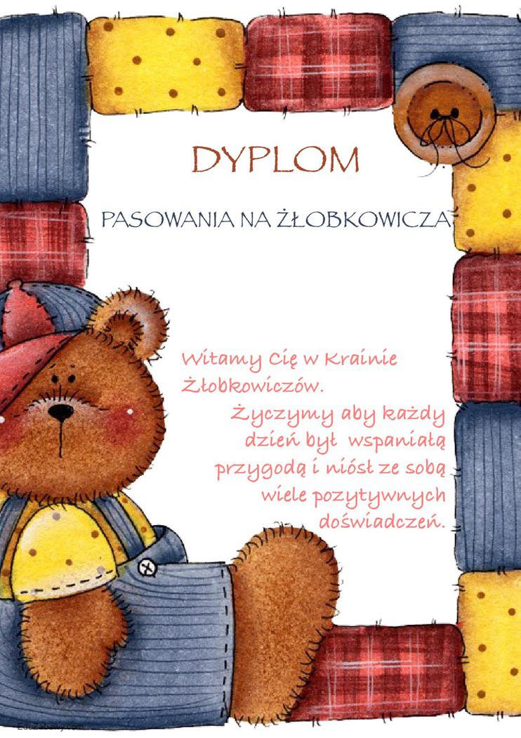 Dyplomy pasowania na żłobkowicza (pionowe)